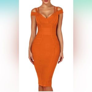 Sexy orange bodycon dress
